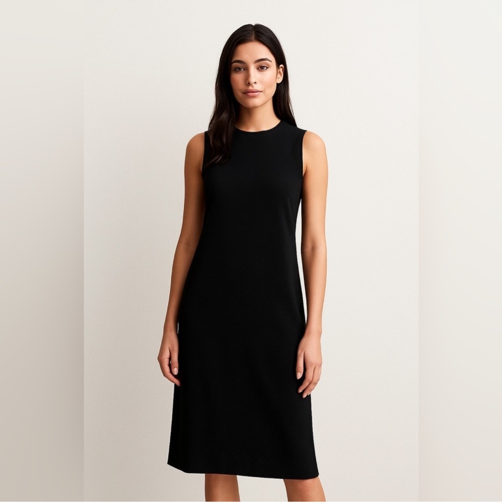 Classic Black Sleeveless Midi Dress-Old Money Style